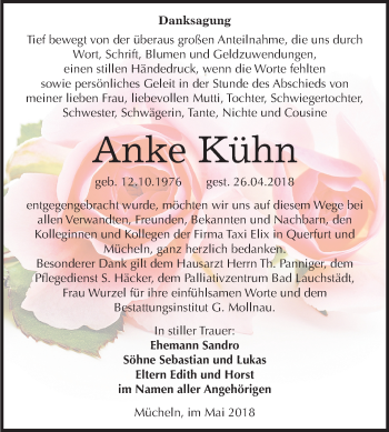 Traueranzeige von Anke Kühn von Mitteldeutsche Zeitung Merseburg/Querfurt