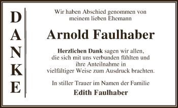Traueranzeige von Arnold Faulhaber von WVG - Wochenspiegel Dessau / Köthen