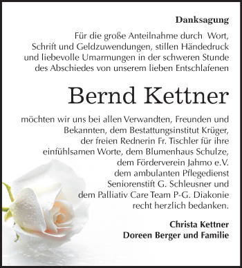 Traueranzeige von Bernd Kettner von Mitteldeutsche Zeitung