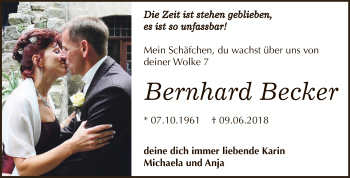 Traueranzeige von Bernhard Becker von WVG - Wochenspiegel NMB / WSF / ZTZ