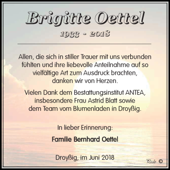Traueranzeige von Brigitte Oettel von Mitteldeutsche Zeitung Zeitz