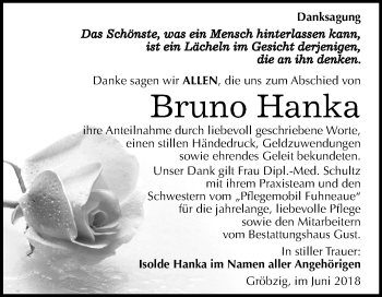 Traueranzeige von Bruno Hanka von Mitteldeutsche Zeitung