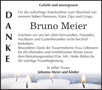 Traueranzeige von Bruno Meier von Mitteldeutsche Zeitung Dessau-Roßlau