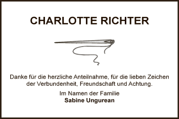 Traueranzeige von Charlotte Richter von WVG - Wochenspiegel Dessau / Köthen