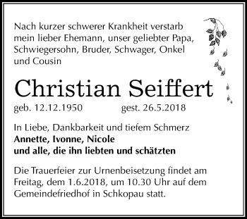 Traueranzeige von Christian Seiffert von Mitteldeutsche Zeitung Merseburg/Querfurt