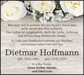 Traueranzeige von Dietmar Hoffmann von Mitteldeutsche Zeitung