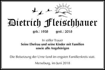 Traueranzeige von Dietrich Fleischhauer von Mitteldeutsche Zeitung