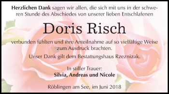 Traueranzeige von Doris Risch von Mitteldeutsche Zeitung
