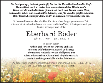 Traueranzeige von Eberhard Röder von Mitteldeutsche Zeitung Köthen