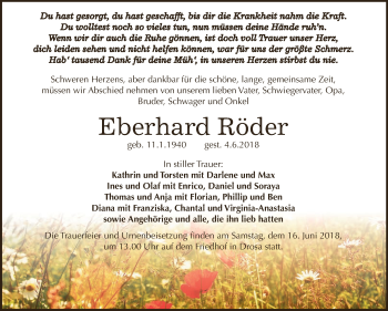 Traueranzeige von Eberhard Röder von WVG - Wochenspiegel Dessau / Köthen