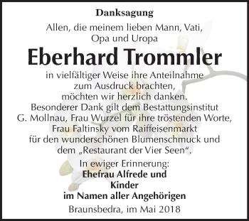 Traueranzeige von Eberhard Trommler von Mitteldeutsche Zeitung Merseburg/Querfurt