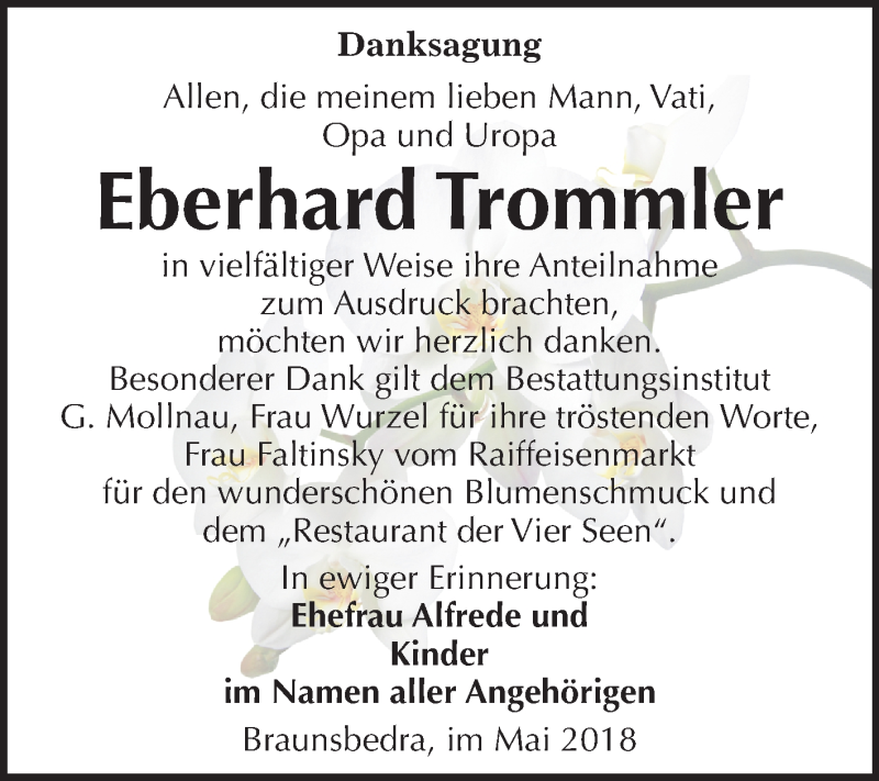  Traueranzeige für Eberhard Trommler vom 02.06.2018 aus Mitteldeutsche Zeitung Merseburg/Querfurt