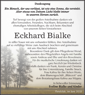 Traueranzeige von Eckhard Bialke von Mitteldeutsche Zeitung Quedlinburg
