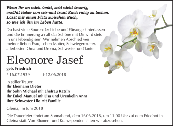 Traueranzeige von Eleonore Jasef von Mitteldeutsche Zeitung
