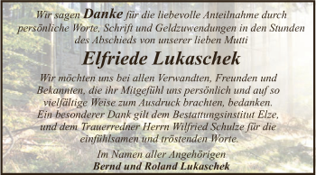 Traueranzeige von Elfriede Lukaschek von WVG - Wochenspiegel Dessau / Köthen