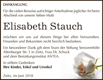 Traueranzeige von Elisabeth Stauch von Super Sonntag Zeitz