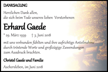 Traueranzeige von Erhard Gaede von Mitteldeutsche Zeitung Aschersleben