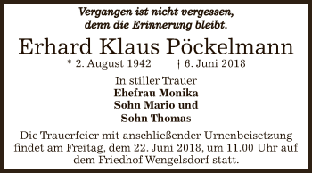 Traueranzeige von Erhard Klaus Pöckelmann von WVG - Wochenspiegel NMB / WSF / ZTZ
