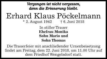 Traueranzeige von Erhard Klaus Pöckelmann von Mitteldeutsche Zeitung Weißenfels