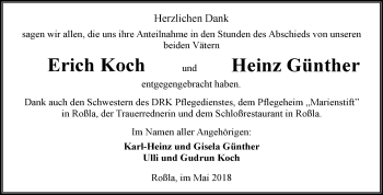 Traueranzeige von Erich Koch und Heinz Günther  von Mitteldeutsche Zeitung