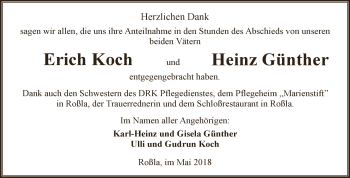 Traueranzeige von Erich und Heinz Günther von Super Sonntag SGH Mansf. Land