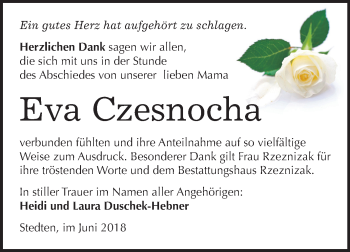 Traueranzeige von Eva Czesnocha von Mitteldeutsche Zeitung