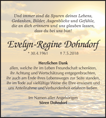 Traueranzeige von Evelyn-Regine Dohndorf von Mitteldeutsche Zeitung