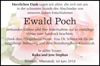 Traueranzeige von Ewald Poch von Mitteldeutsche Zeitung Merseburg/Querfurt