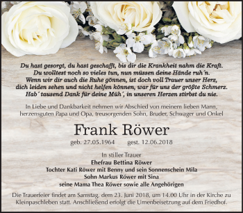 Traueranzeige von Frank Röwer von Mitteldeutsche Zeitung