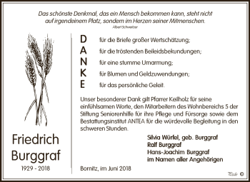 Traueranzeige von Friedrich Burggraf von Super Sonntag Zeitz