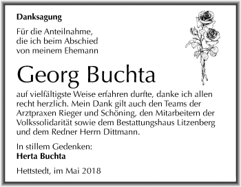 Traueranzeige von Georg Buchta von Mitteldeutsche Zeitung
