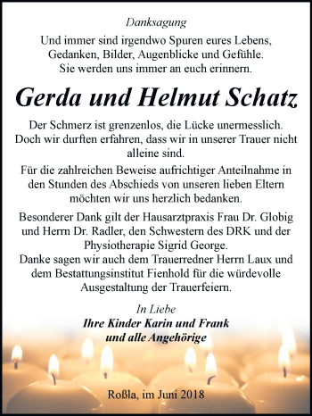 Traueranzeige von Gerda und Helmut Schatz von Mitteldeutsche Zeitung