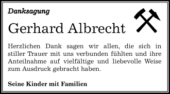 Traueranzeige von Gerhard Albrecht von Mitteldeutsche Zeitung Sangerhausen
