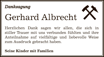 Traueranzeige von Gerhard Albrecht von Super Sonntag SGH Mansf. Land