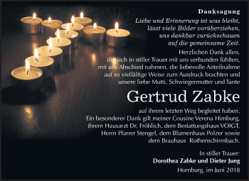 Traueranzeige von Gertrud Zabke von Mitteldeutsche Zeitung
