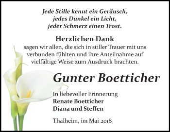 Traueranzeige von Gunter Boetticher von Mitteldeutsche Zeitung Bitterfeld