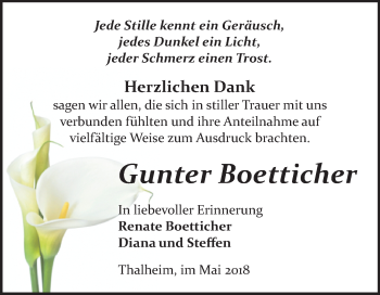 Traueranzeige von Gunter Boetticher von WVG - Wochenspiegel Bitterfeld