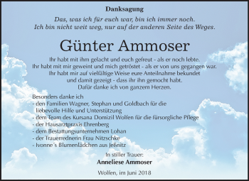 Traueranzeige von Günter Ammoser von Mitteldeutsche Zeitung Bitterfeld