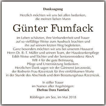 Traueranzeige von Günter Fumfack von Super Sonntag SGH Mansf. Land