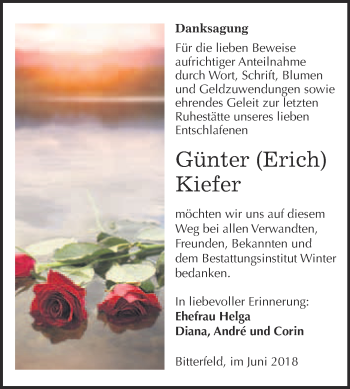 Traueranzeige von Günter Kiefer von WVG - Wochenspiegel Bitterfeld