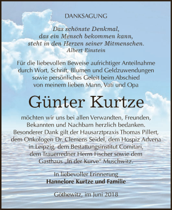 Traueranzeige von Günter Kurtze von WVG - Wochenspiegel NMB / WSF / ZTZ