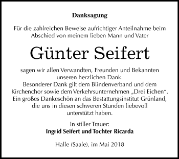 Traueranzeige von Günter Seifert von Mitteldeutsche Zeitung