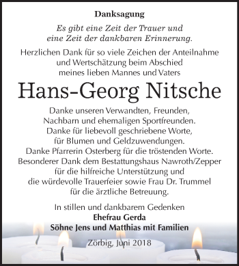 Traueranzeige von Hans-Georg Nitsche von Mitteldeutsche Zeitung Bitterfeld