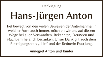 Traueranzeige von Hans-Jürgen Anton von Super Sonntag Dessau / Köthen