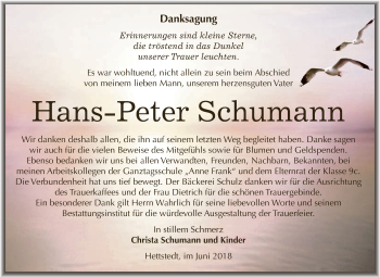 Traueranzeige von Hans-Peter Schumann von Wochenspiegel Mansfelder Land