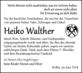Traueranzeige von Heiko Walther von Mitteldeutsche Zeitung