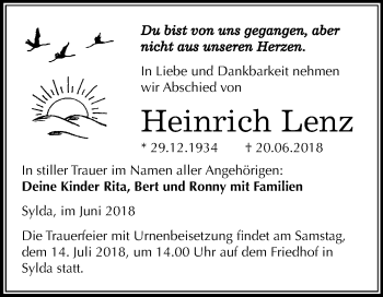 Traueranzeige von Heinrich Lenz von Mitteldeutsche Zeitung