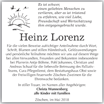 Traueranzeige von Heinz Lorenz von Super Sonntag Merseburg