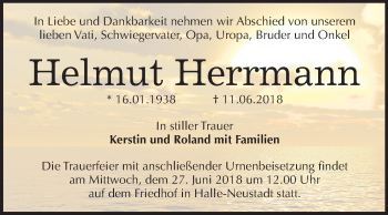 Traueranzeige von Helmut Herrmann von Mitteldeutsche Zeitung Halle/Saalkreis