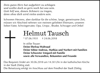 Traueranzeige von Helmut Tausch von Mitteldeutsche Zeitung Bitterfeld